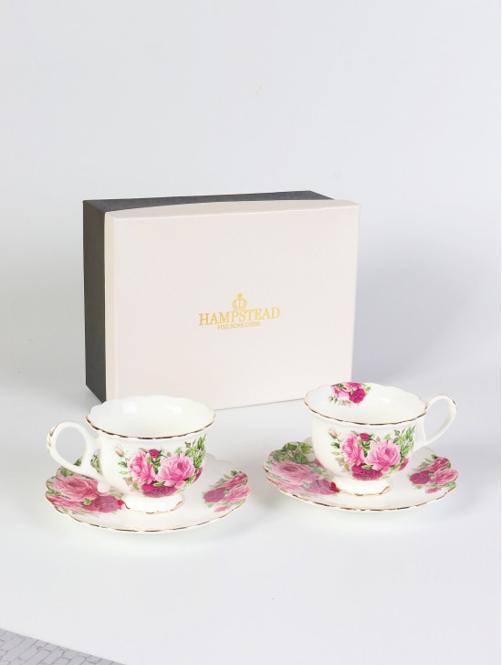 Roses 2 Cups & 2 Saucers With Gift Box